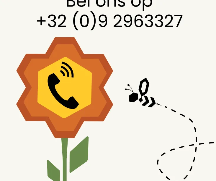 Telefoon nummer met een bloem en het TBA logo